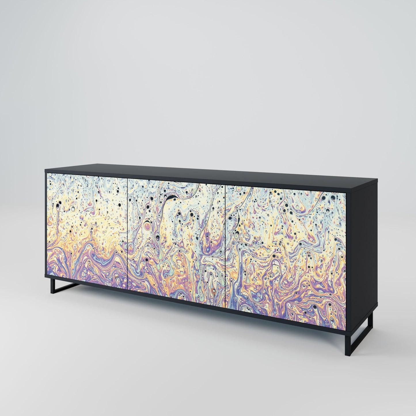 MOSAIC OF COLORS 3-Door Sideboard in Black Finish