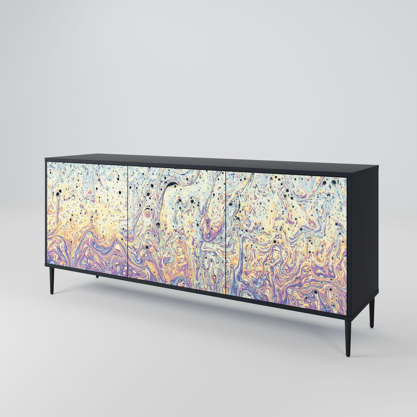 MOSAIC OF COLORS 3-Door Sideboard in Black Finish