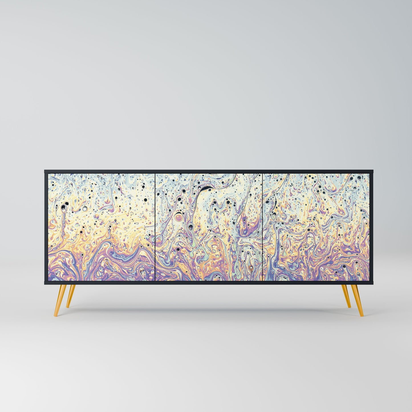 MOSAIC OF COLORS 3-Door Sideboard in Black Finish