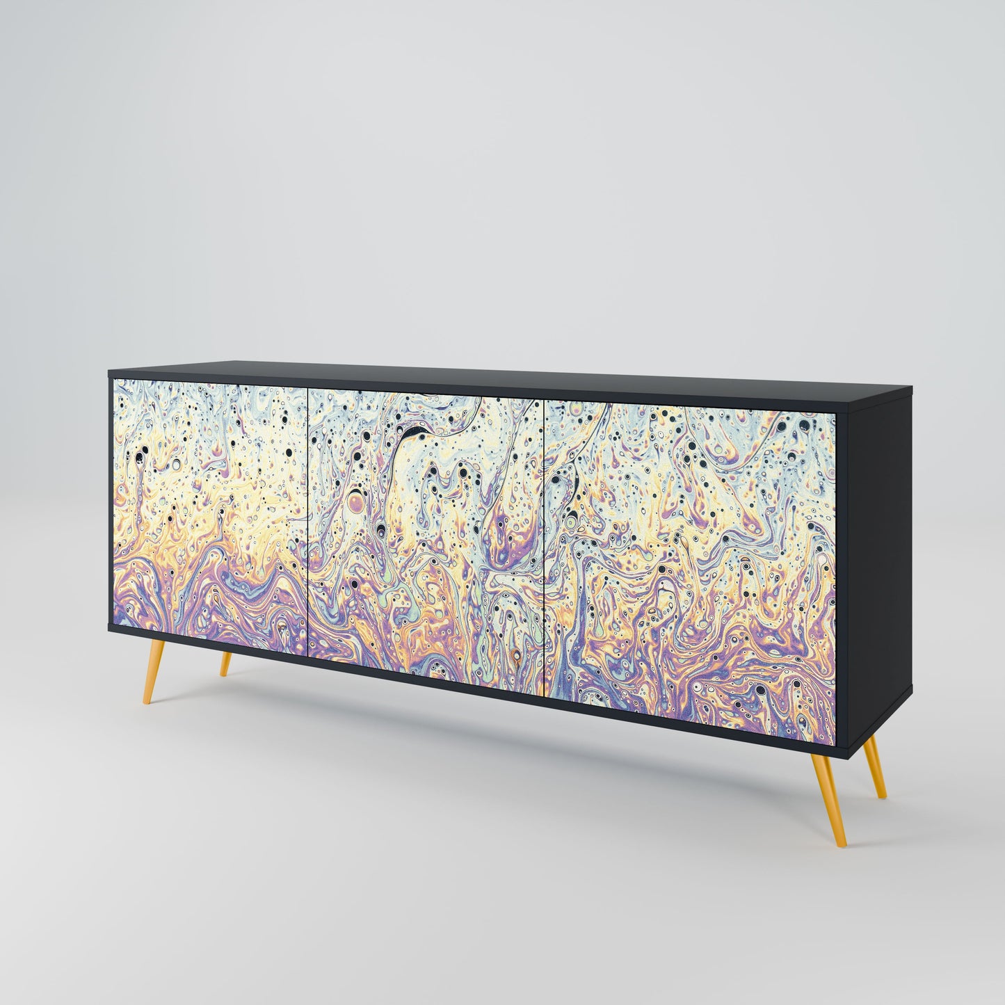 MOSAIC OF COLORS 3-Door Sideboard in Black Finish