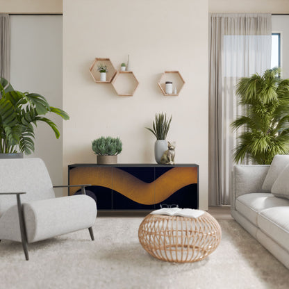 HOLLOW TIME Madia a 3 Ante in Finitura Nera