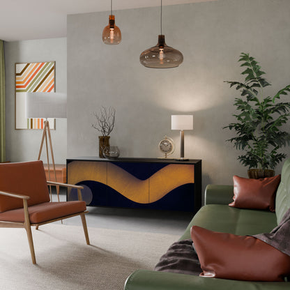 HOLLOW TIME Madia a 3 Ante in Finitura Nera