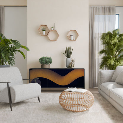 HOLLOW TIME Madia a 3 Ante in Finitura Nera