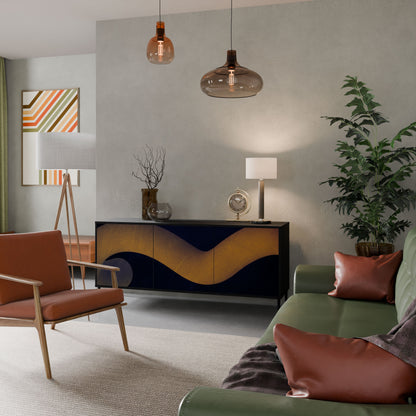 HOLLOW TIME Madia a 3 Ante in Finitura Nera