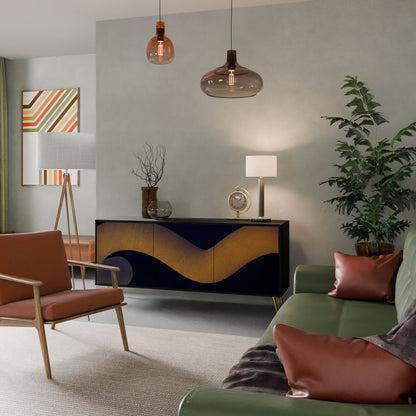 HOLLOW TIME Madia a 3 Ante in Finitura Nera