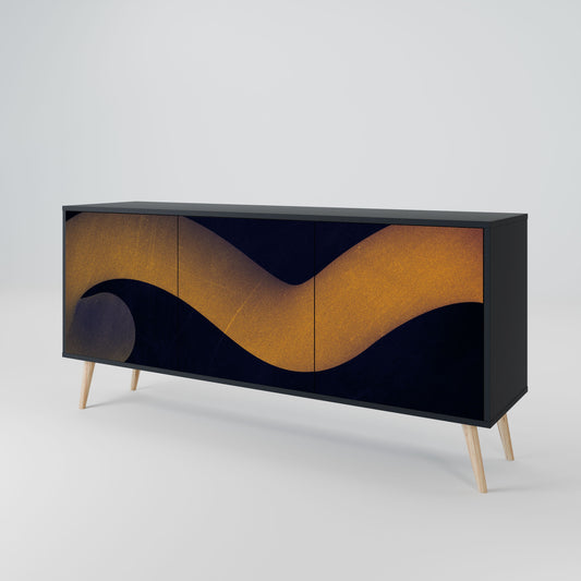 HOLLOW TIME 3-Door Sideboard in Black Finish