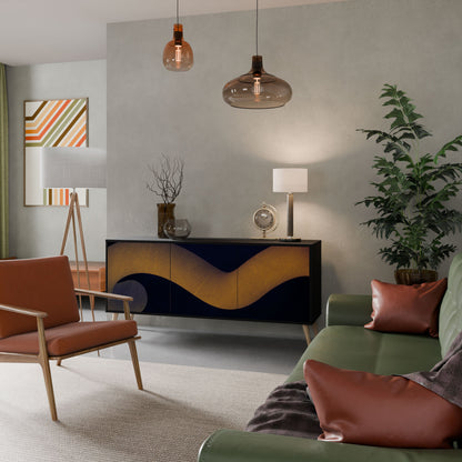 HOLLOW TIME Madia a 3 Ante in Finitura Nera