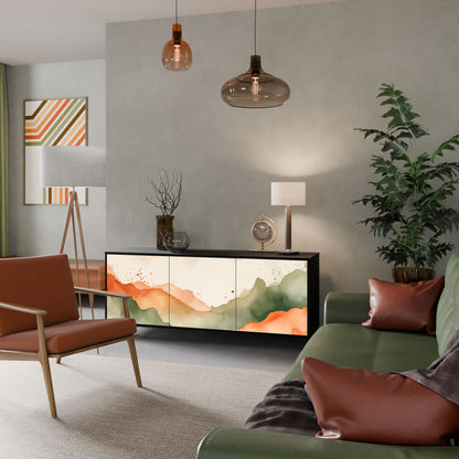 WATERCOLOUR PEAKS 3-Door Sideboard in Black Finish