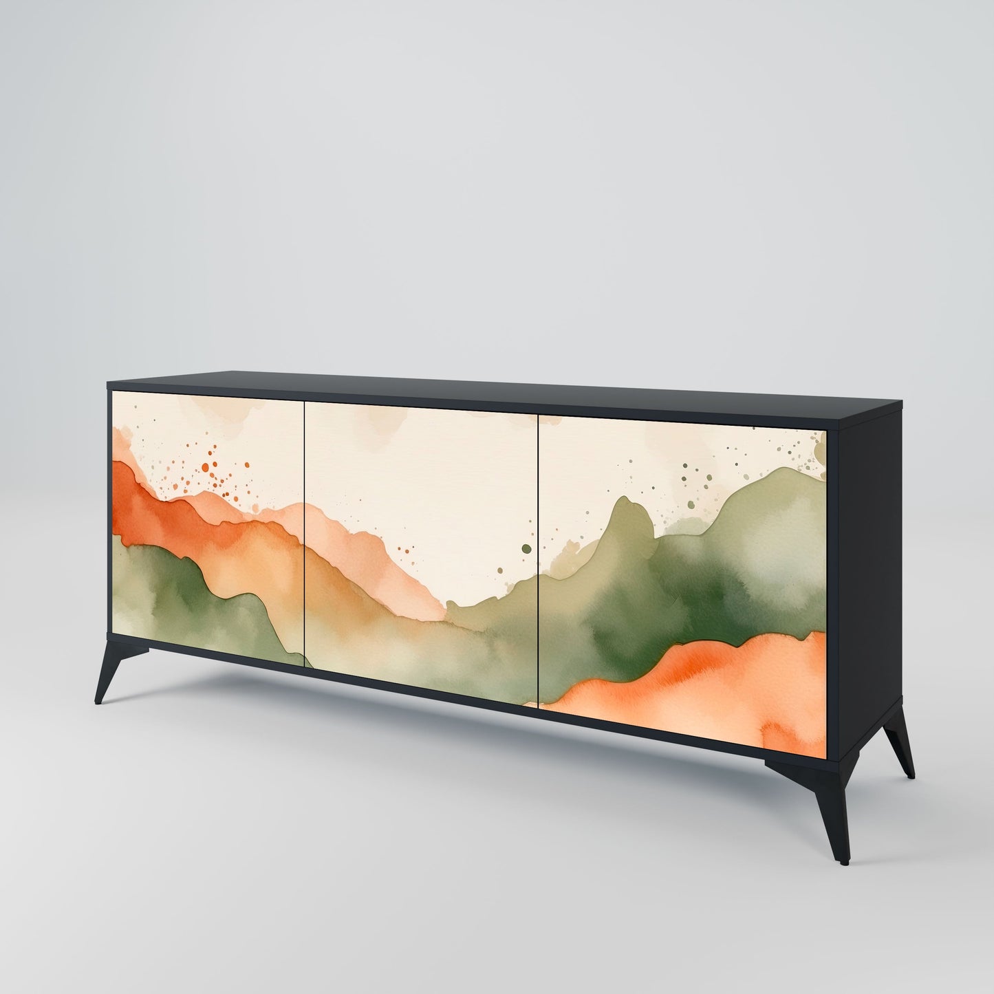 WATERCOLOUR PEAKS 3-Door Sideboard in Black Finish