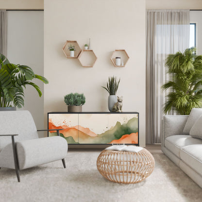 WATERCOLOUR PEAKS 3-Door Sideboard in Black Finish