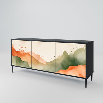 WATERCOLOUR PEAKS 3-Door Sideboard in Black Finish