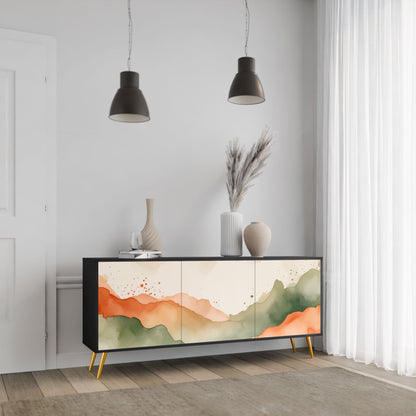 WATERCOLOUR PEAKS 3-Door Sideboard in Black Finish