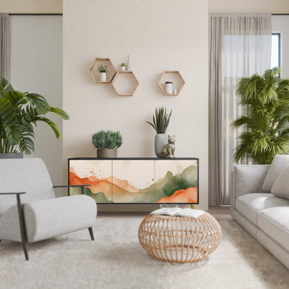 WATERCOLOUR PEAKS 3-Door Sideboard in Black Finish