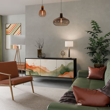 WATERCOLOUR PEAKS 3-Door Sideboard in Black Finish