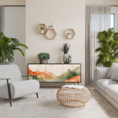 WATERCOLOUR PEAKS 3-Door Sideboard in Black Finish