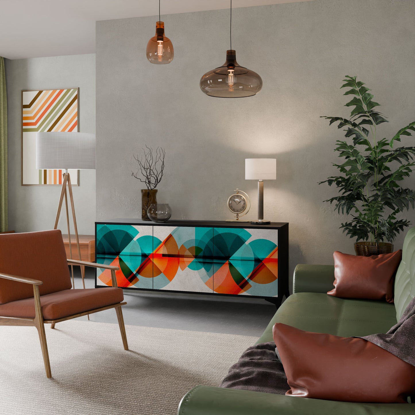 CIRCULAR RHAPSODY Madia a 3 Ante in Finitura Nera