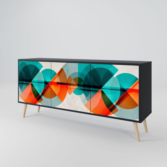 CIRCULAR RHAPSODY 3-Door Sideboard in Black Finish