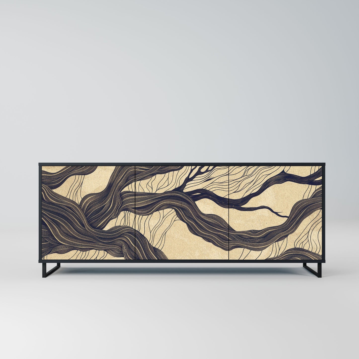 UNIFIED FRAGMENTS 3-Door Sideboard in Black Finish