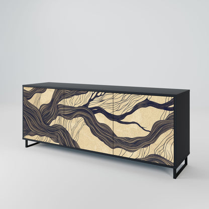 UNIFIED FRAGMENTS 3-Door Sideboard in Black Finish
