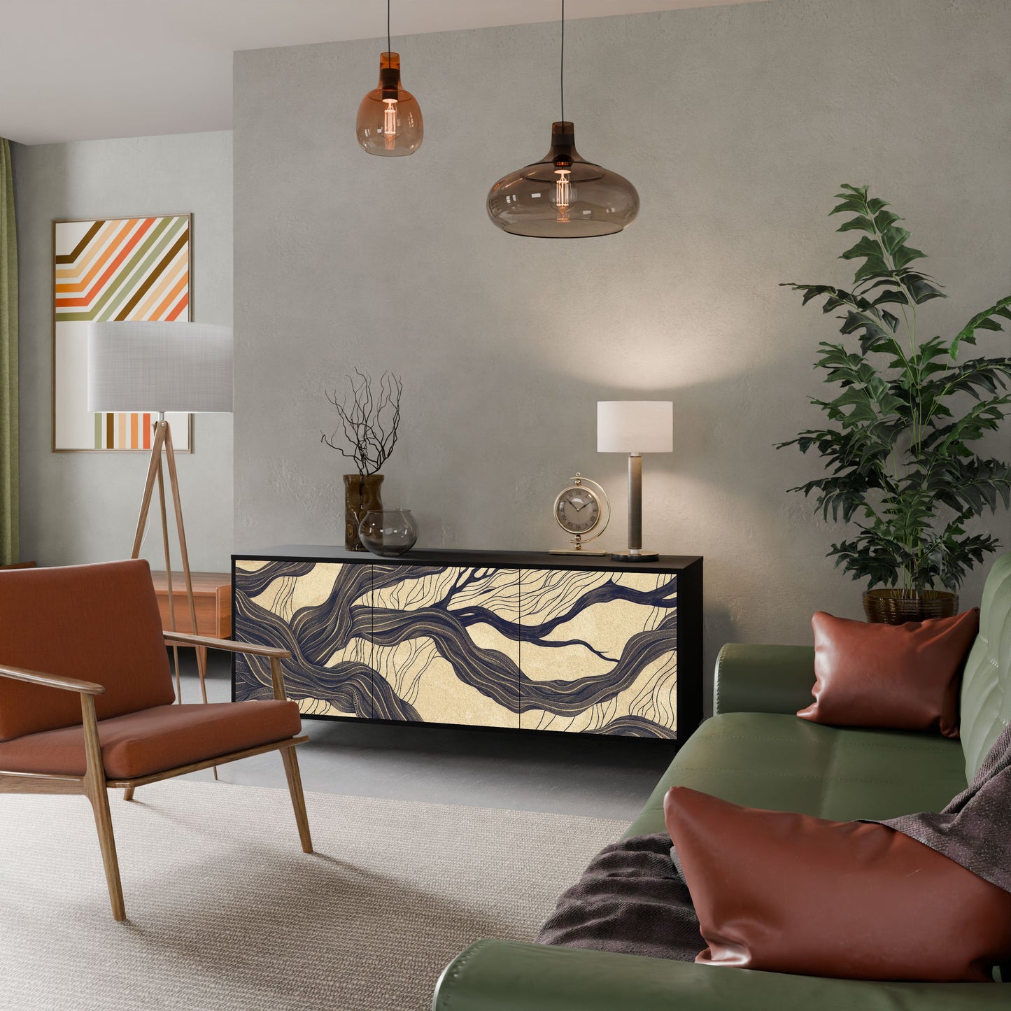 UNIFIED FRAGMENTS 3-Door Sideboard in Black Finish