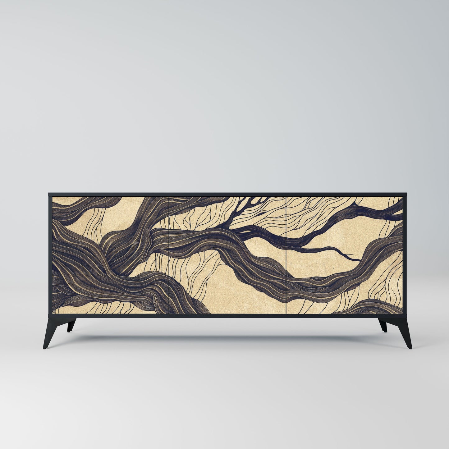 UNIFIED FRAGMENTS 3-Door Sideboard in Black Finish