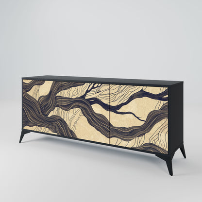UNIFIED FRAGMENTS 3-Door Sideboard in Black Finish