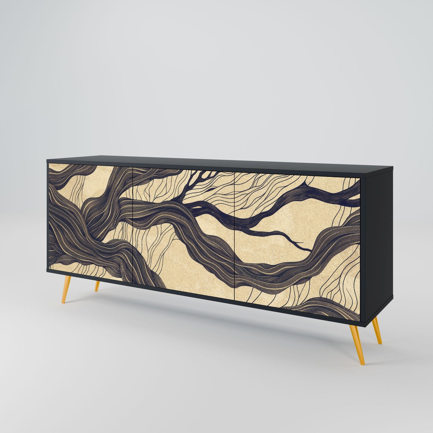 UNIFIED FRAGMENTS 3-Door Sideboard in Black Finish