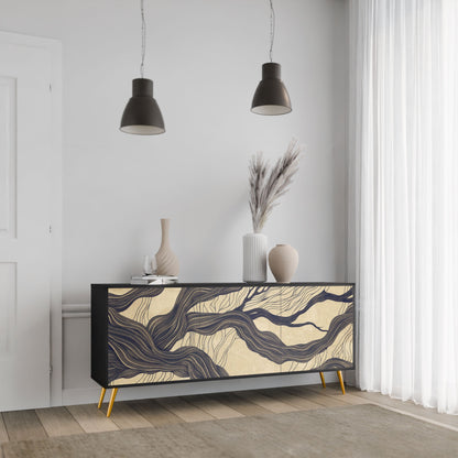 UNIFIED FRAGMENTS 3-Door Sideboard in Black Finish