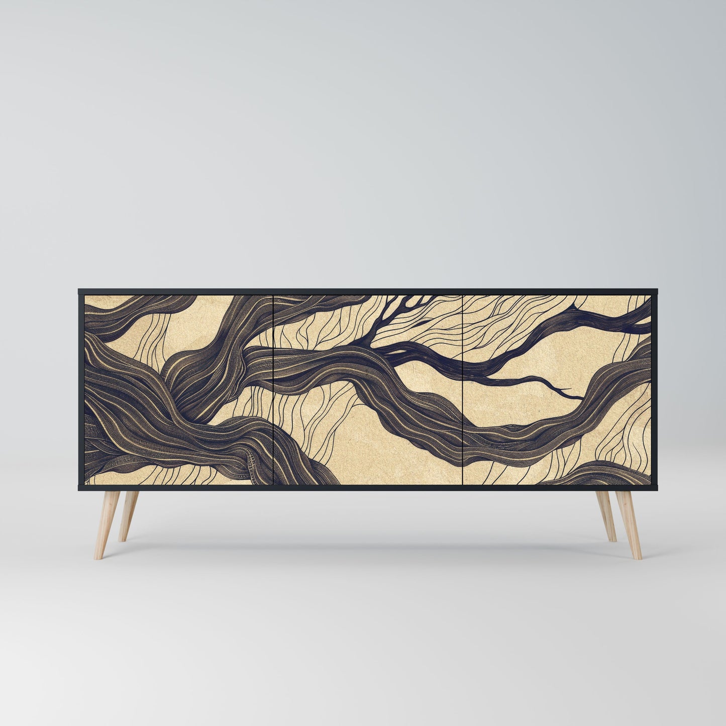 UNIFIED FRAGMENTS 3-Door Sideboard in Black Finish