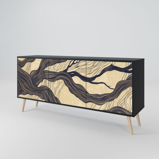UNIFIED FRAGMENTS 3-Door Sideboard in Black Finish