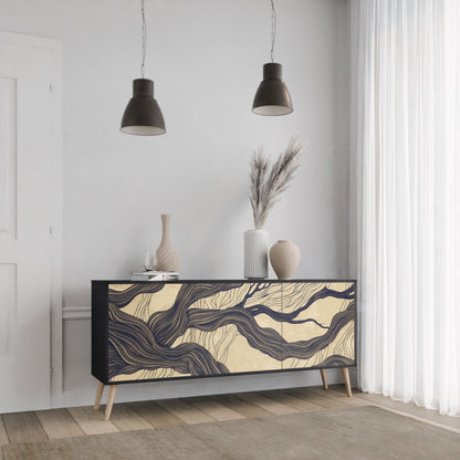 UNIFIED FRAGMENTS 3-Door Sideboard in Black Finish