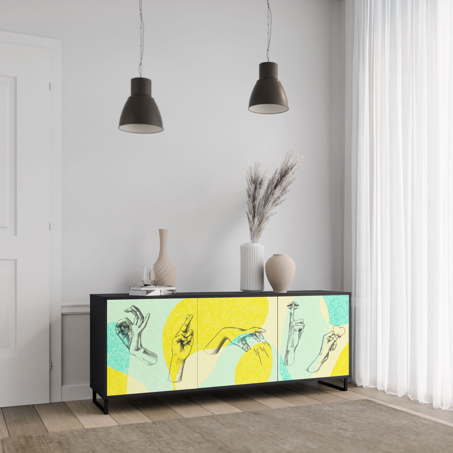 BODY LANGUAGE 3-Door Sideboard in Black Finish