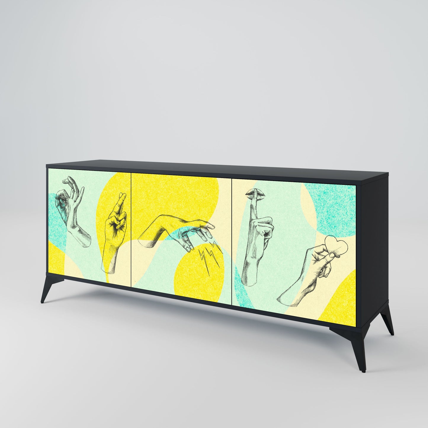 BODY LANGUAGE 3-Door Sideboard in Black Finish