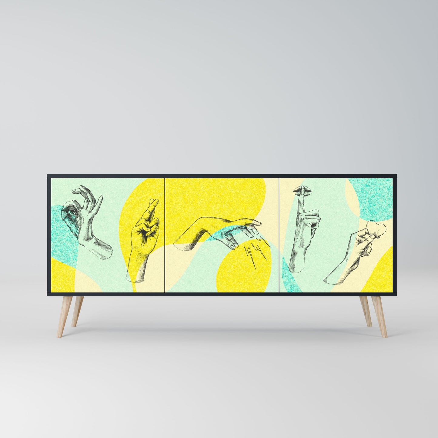 BODY LANGUAGE 3-Door Sideboard in Black Finish