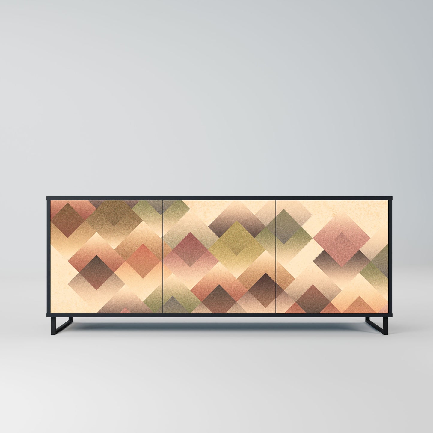 GEOMETRIC FUSION 3-Door Sideboard in Black Finish
