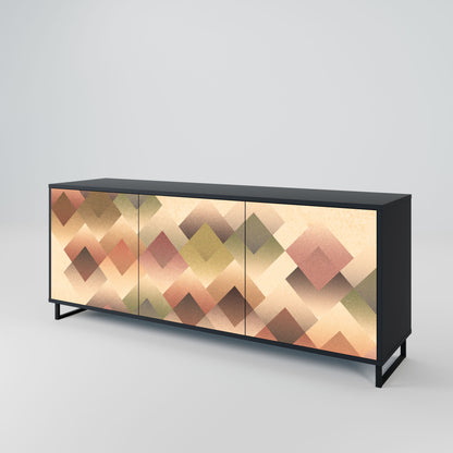GEOMETRIC FUSION 3-Door Sideboard in Black Finish