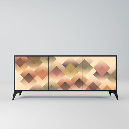 GEOMETRIC FUSION 3-Door Sideboard in Black Finish