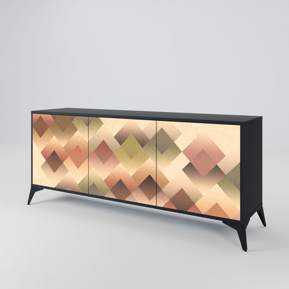 GEOMETRIC FUSION 3-Door Sideboard in Black Finish