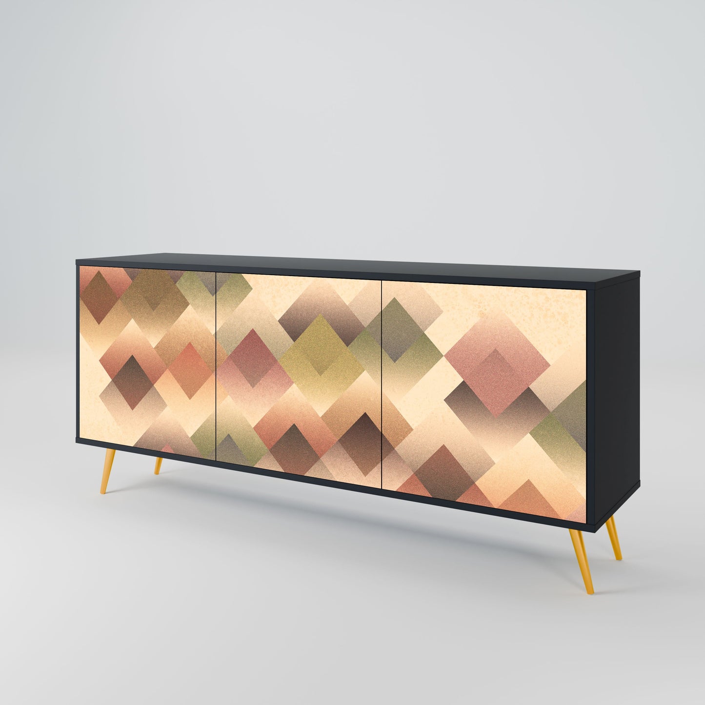 GEOMETRIC FUSION 3-Door Sideboard in Black Finish