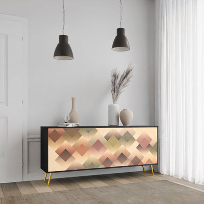 GEOMETRIC FUSION 3-Door Sideboard in Black Finish