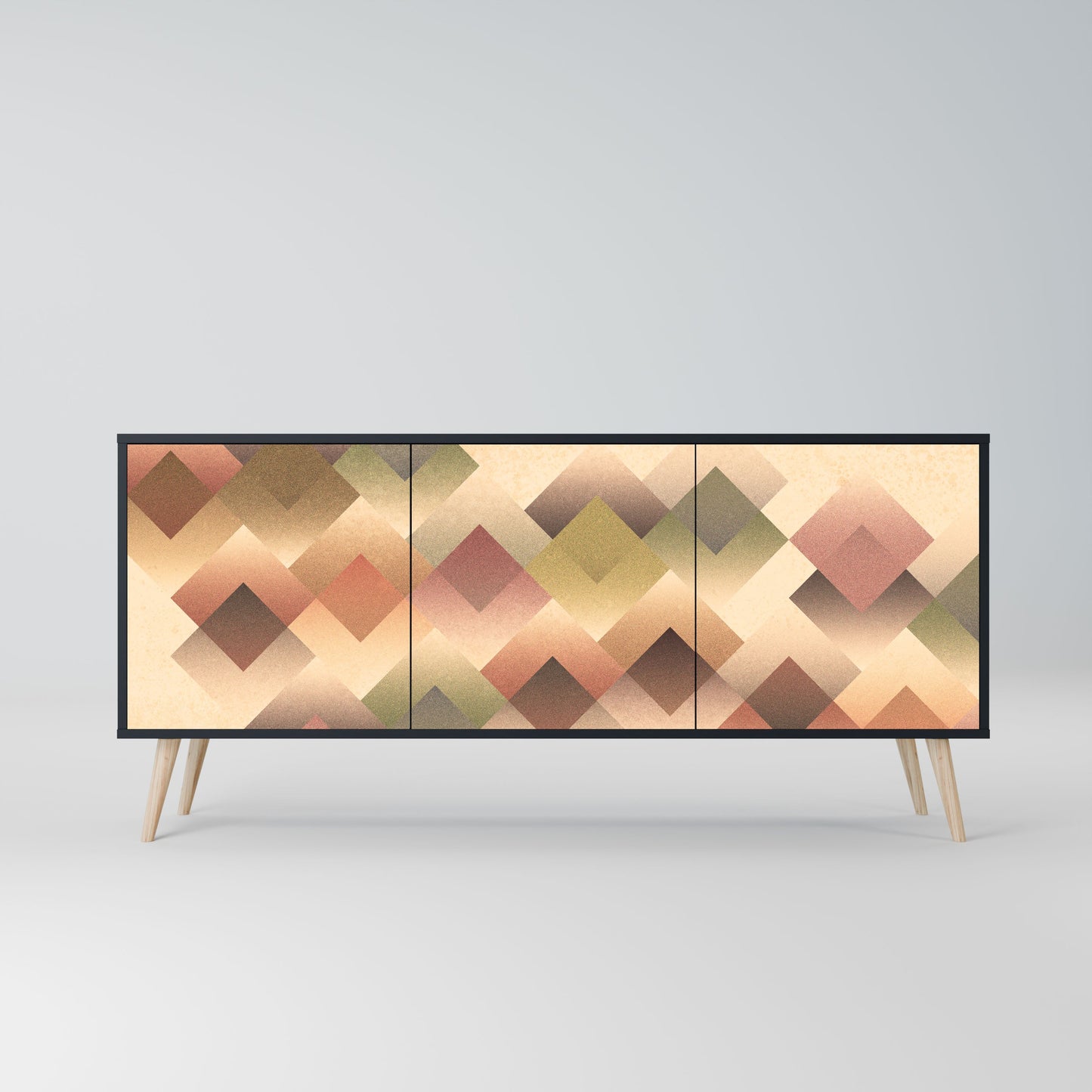 GEOMETRIC FUSION 3-Door Sideboard in Black Finish