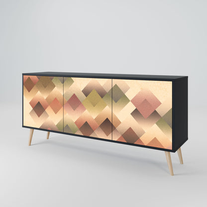 GEOMETRIC FUSION 3-Door Sideboard in Black Finish