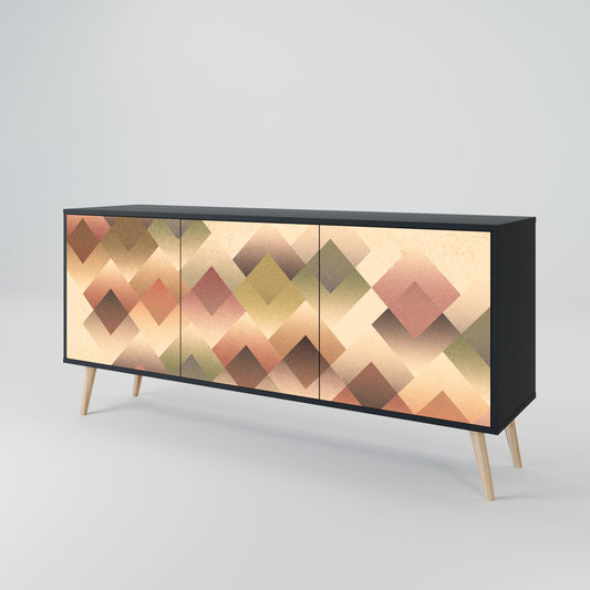 GEOMETRIC FUSION 3-Door Sideboard in Black Finish
