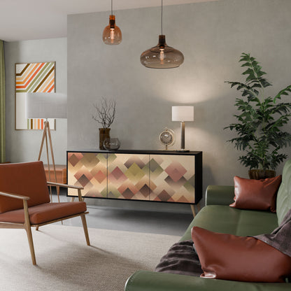 GEOMETRIC FUSION 3-Door Sideboard in Black Finish