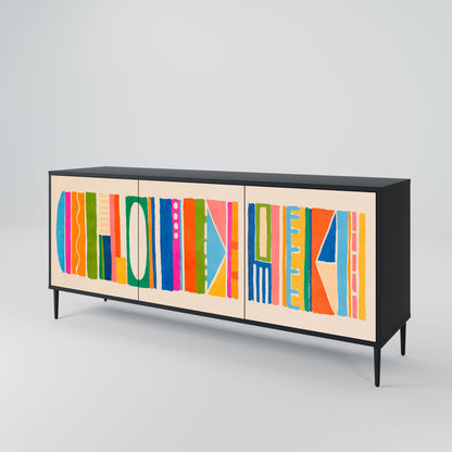 GEOMETRIC SHINE 3-Door Sideboard in Black Finish