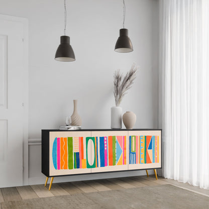 GEOMETRIC SHINE 3-Door Sideboard in Black Finish