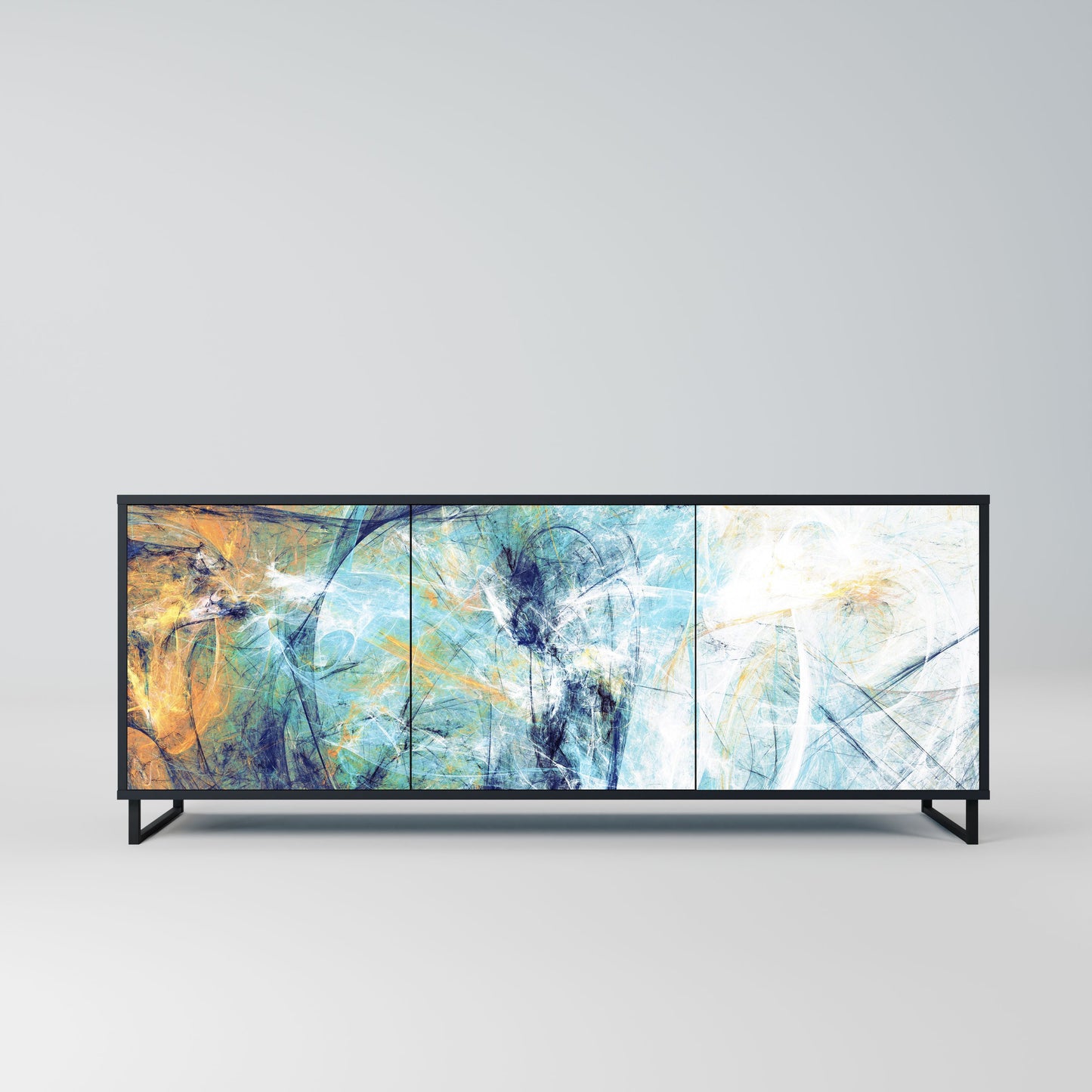 ABSTRACT THOUGHTS 3-Door Sideboard in Black Finish