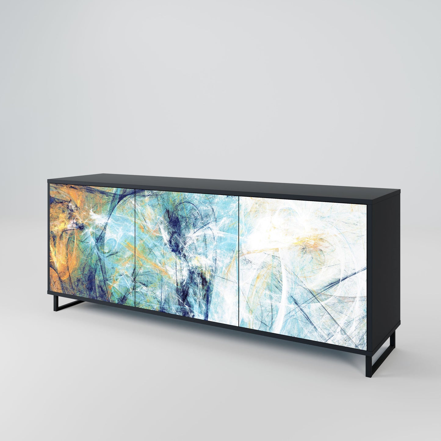 ABSTRACT THOUGHTS 3-Door Sideboard in Black Finish