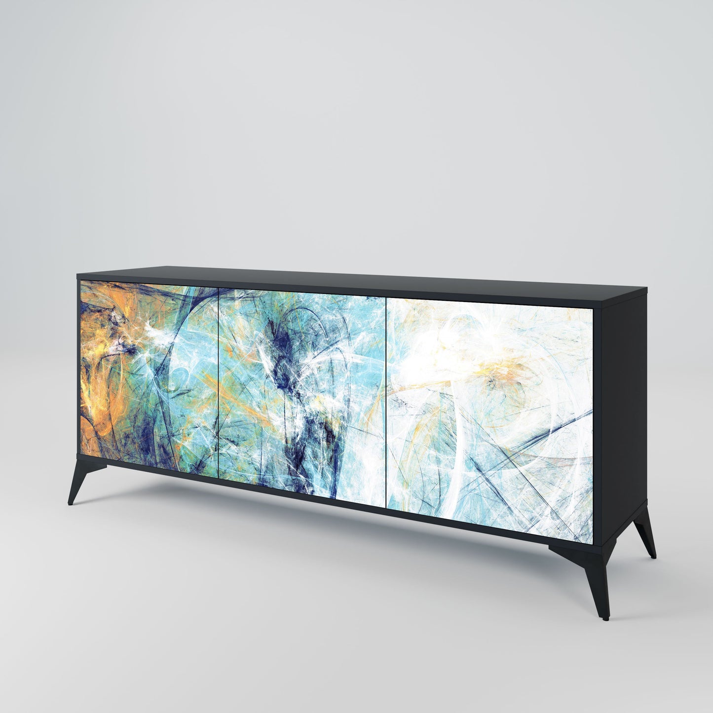 ABSTRACT THOUGHTS 3-Door Sideboard in Black Finish