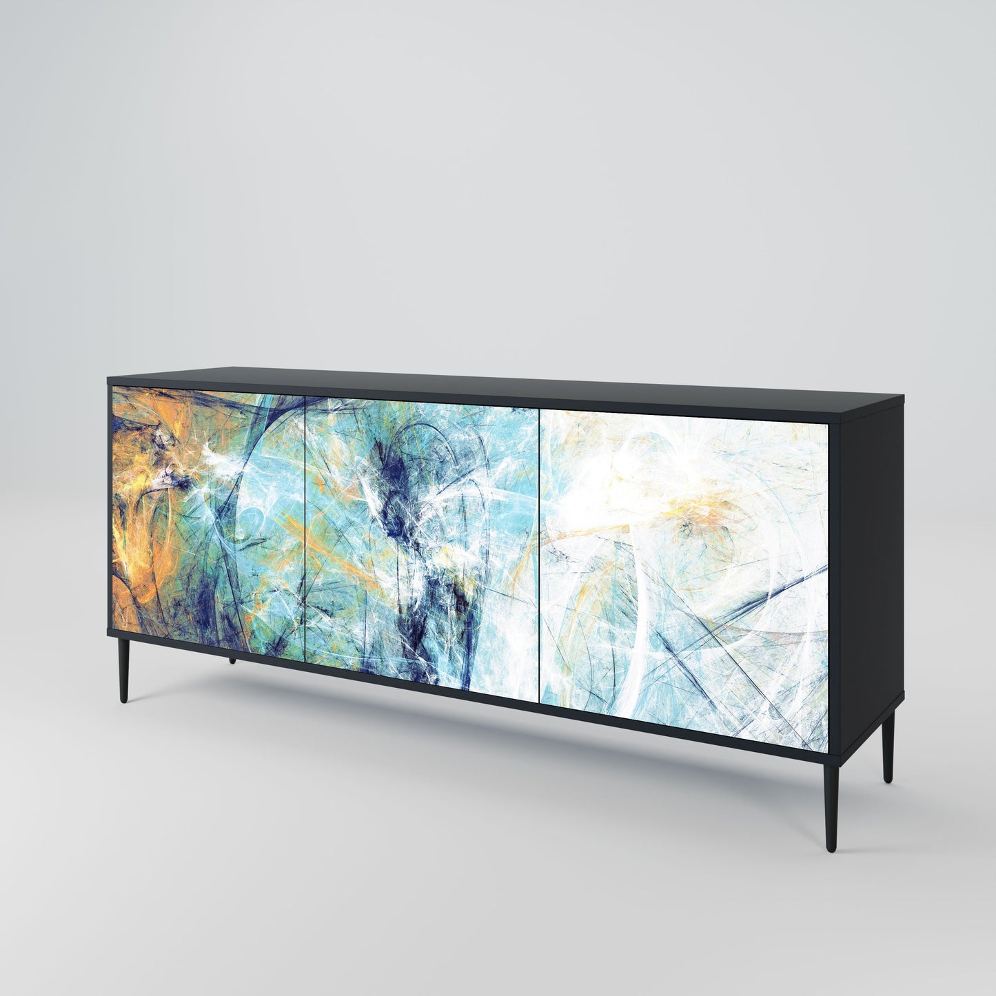 ABSTRACT THOUGHTS 3-Door Sideboard in Black Finish